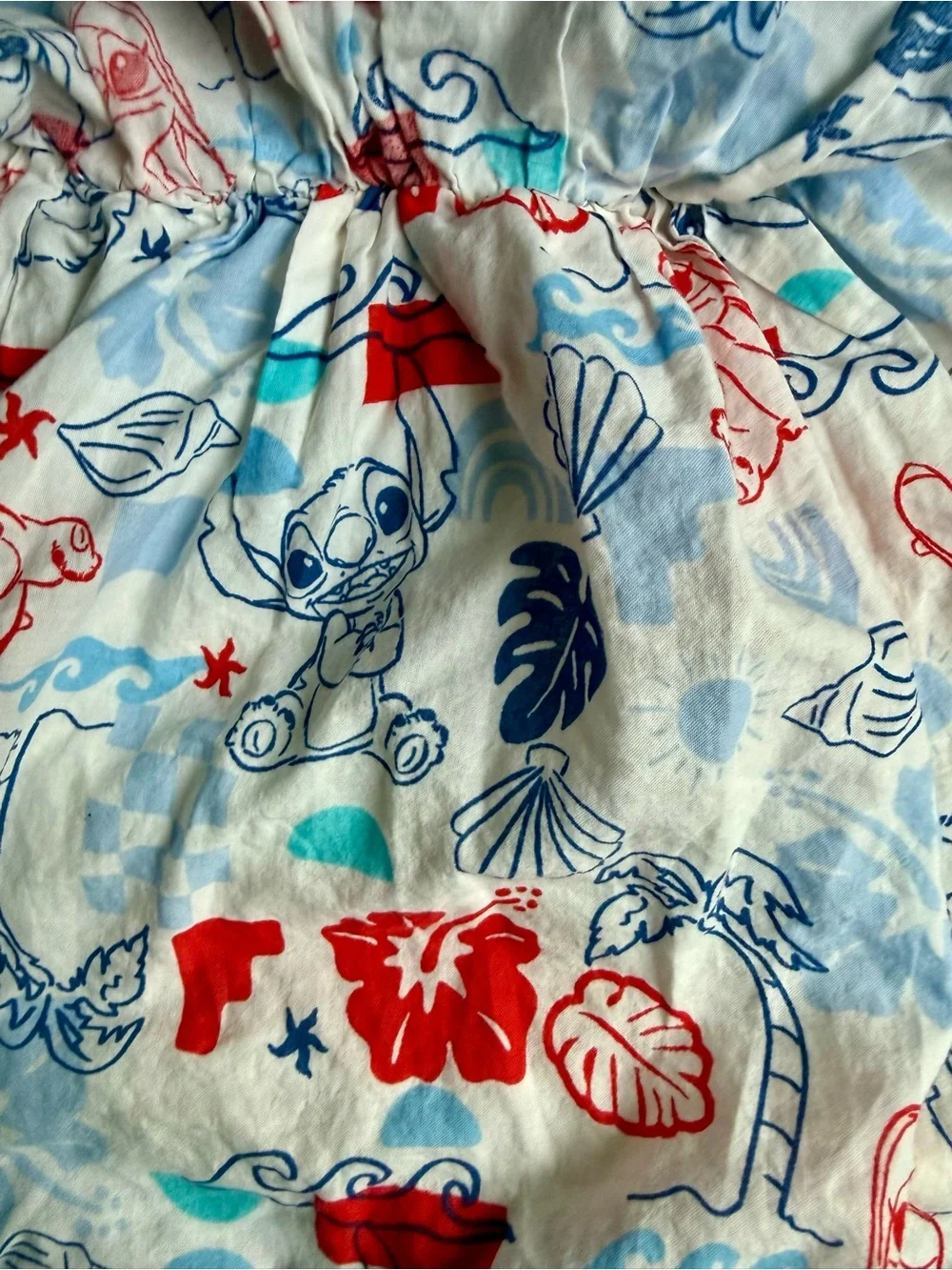 Cat & Jack White Tiered  Skirt with Red and Blue Print featuring Stitch/angel